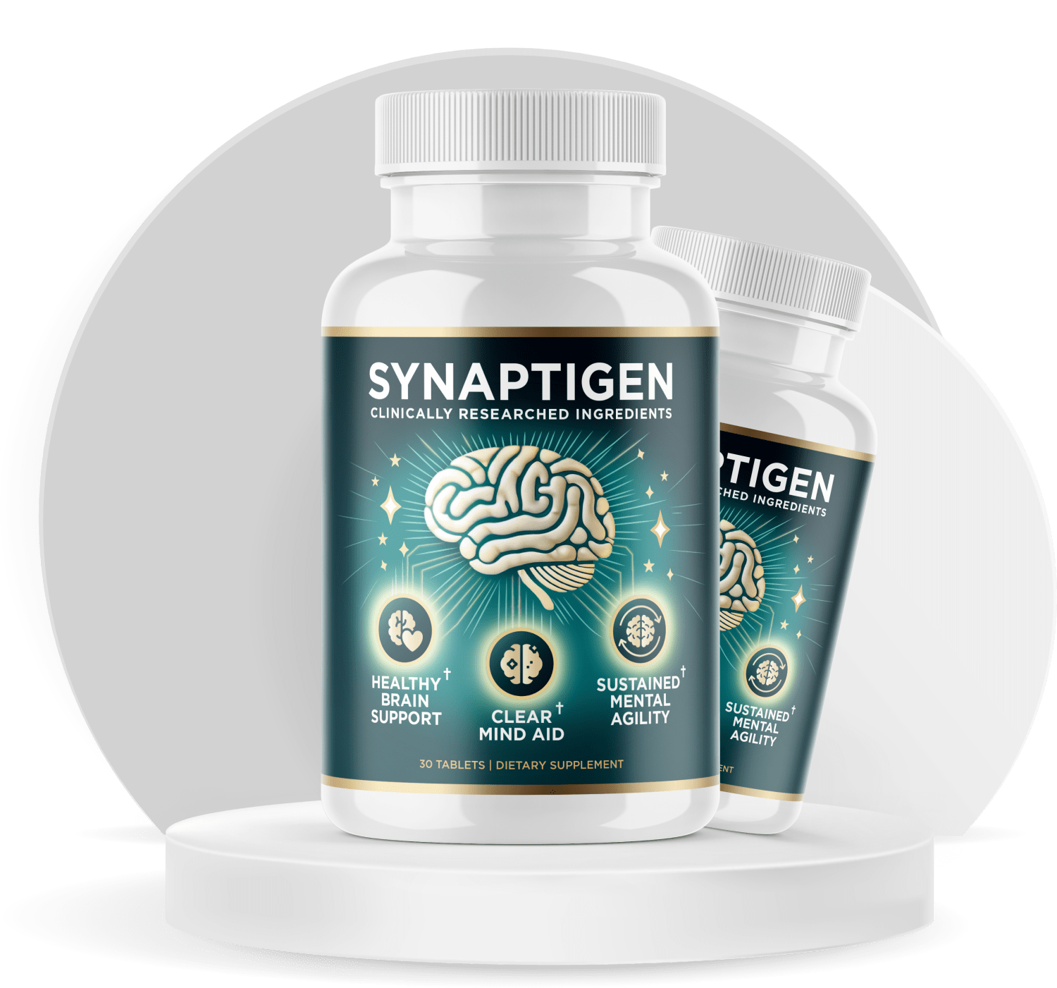 Synaptigen twin bottles on the podium
